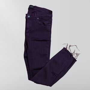 Black Orchid Los Angeles Burgundy Distressed Low Rise Fitted Jeans